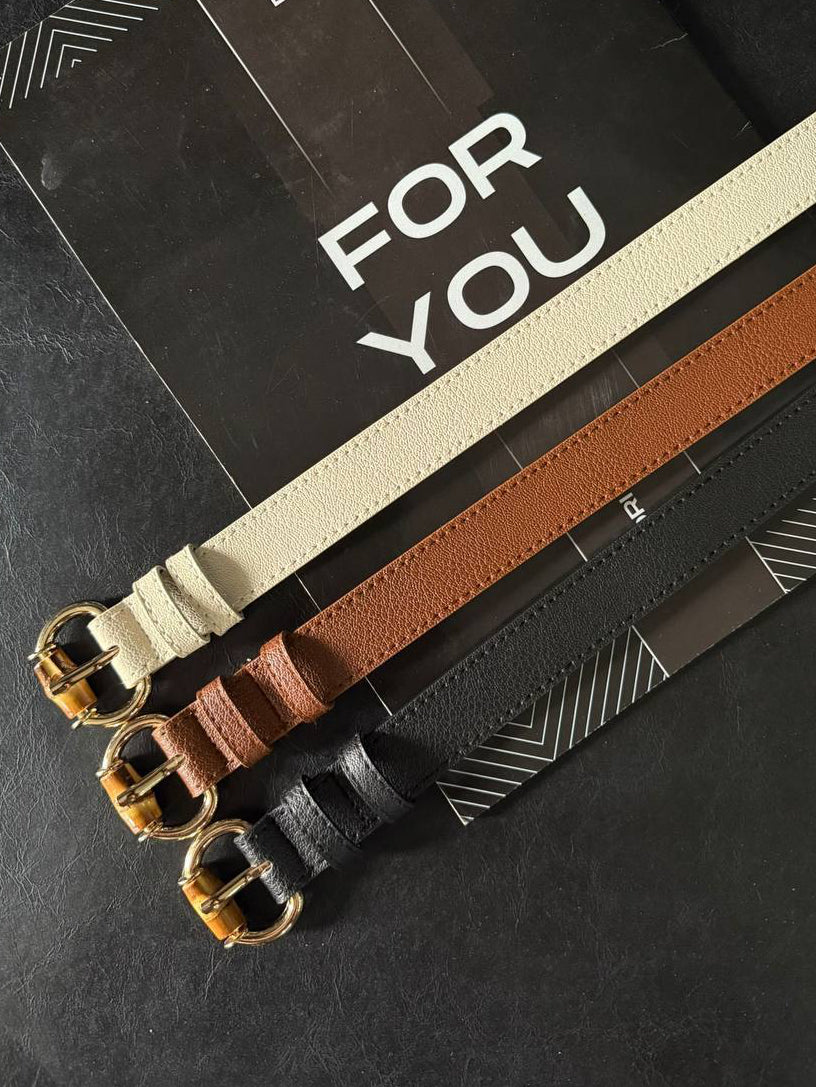 Belt with bamboo detail buckle