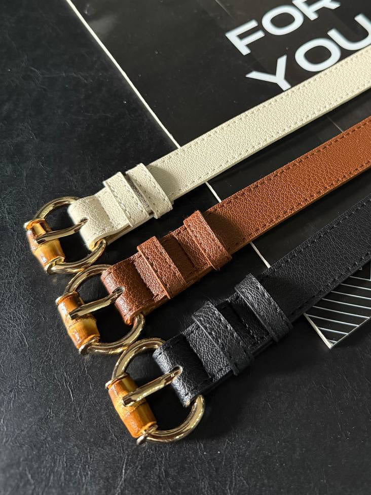 Belt with bamboo detail buckle