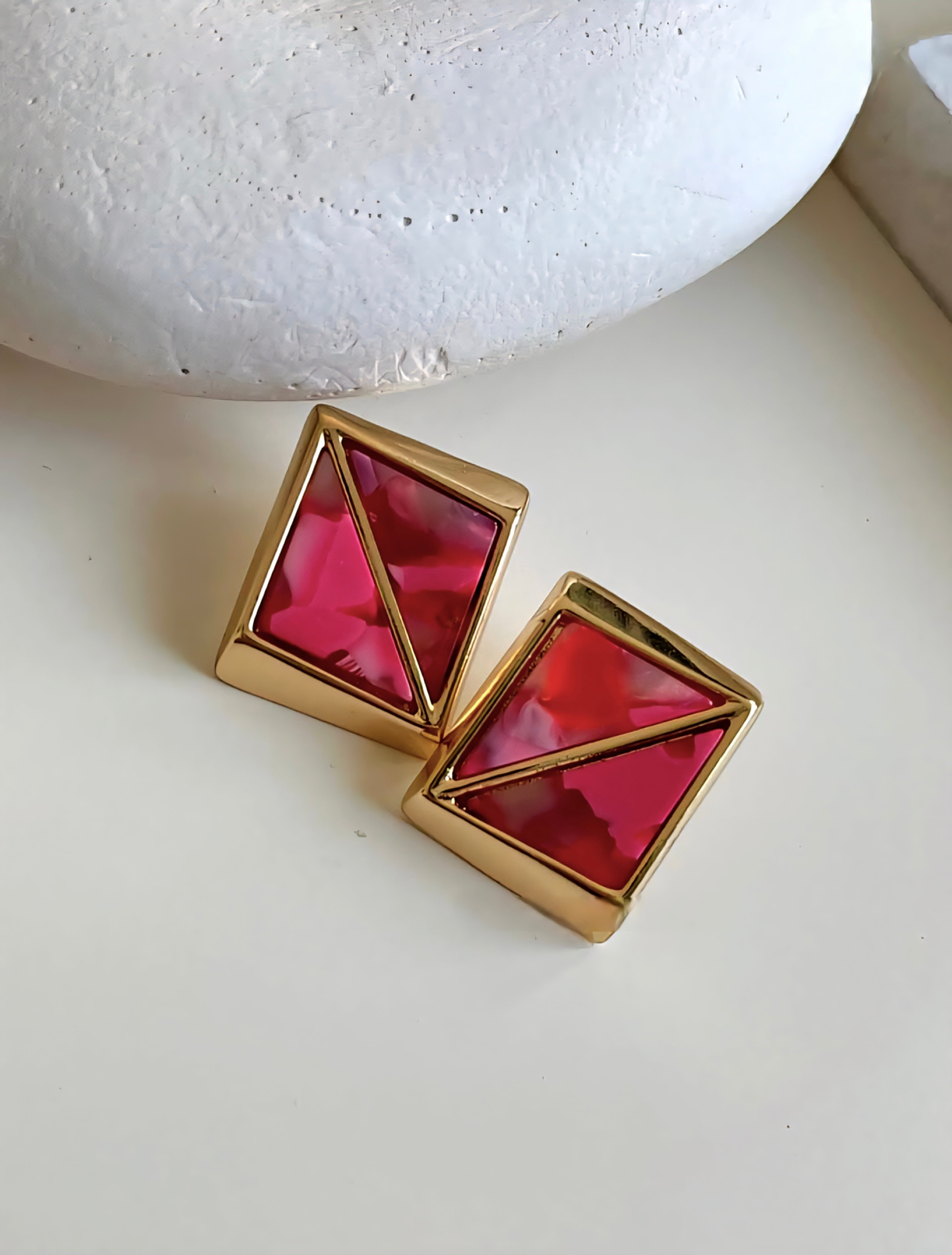 Square marble earrings