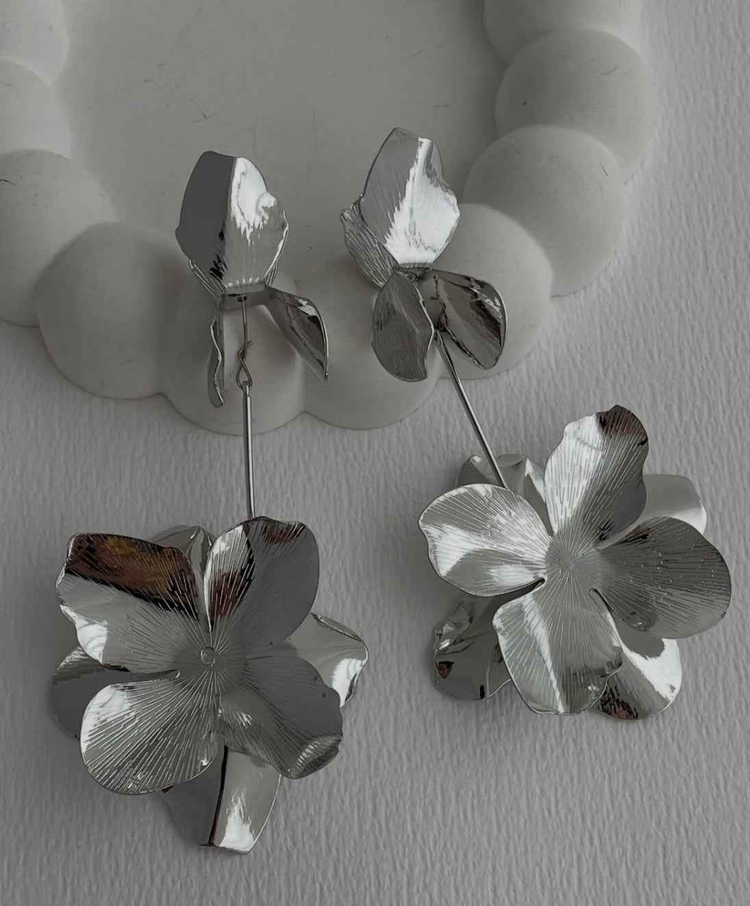 Silver flower earrings
