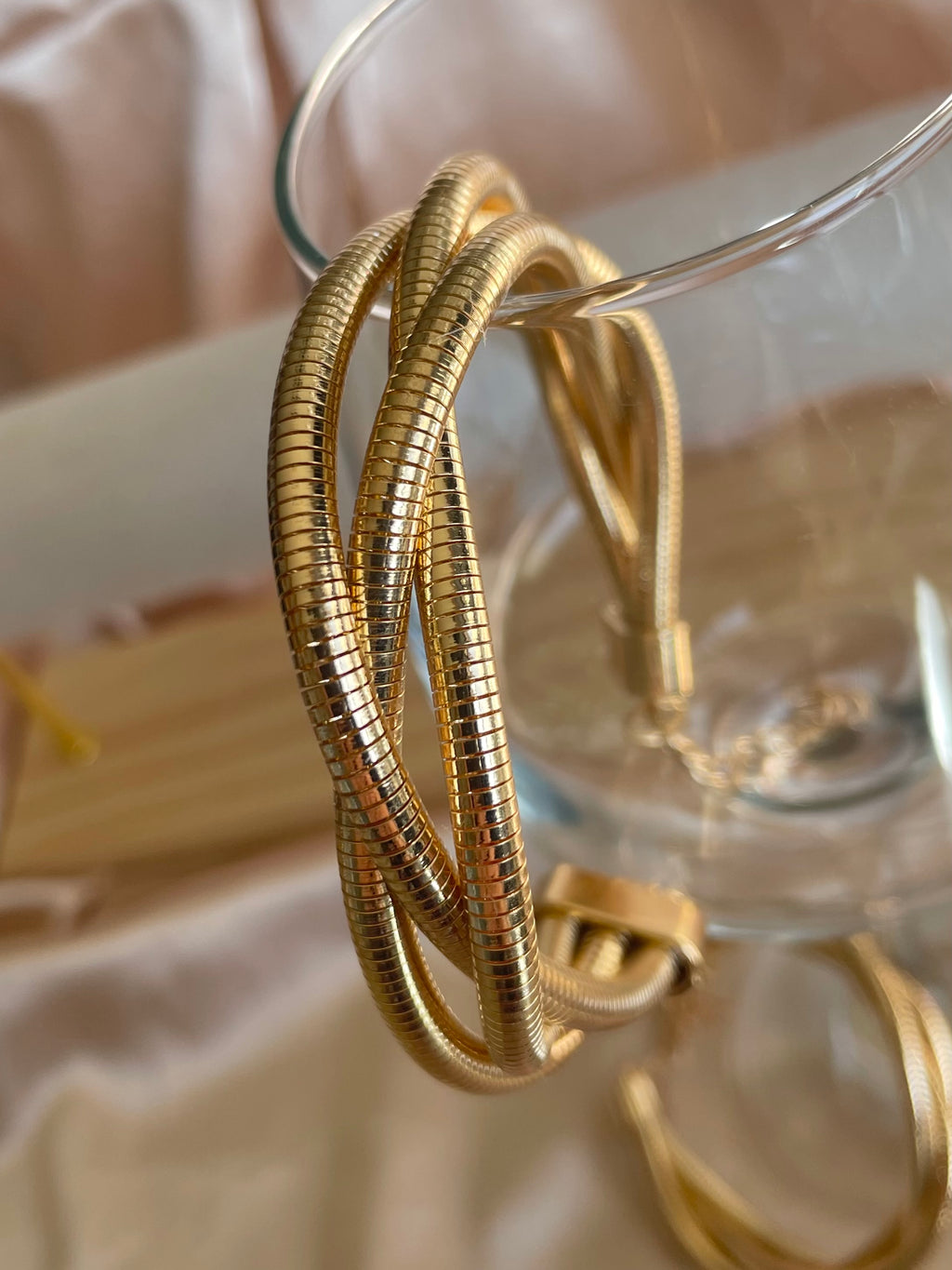 Triple snake bone chain bracelet