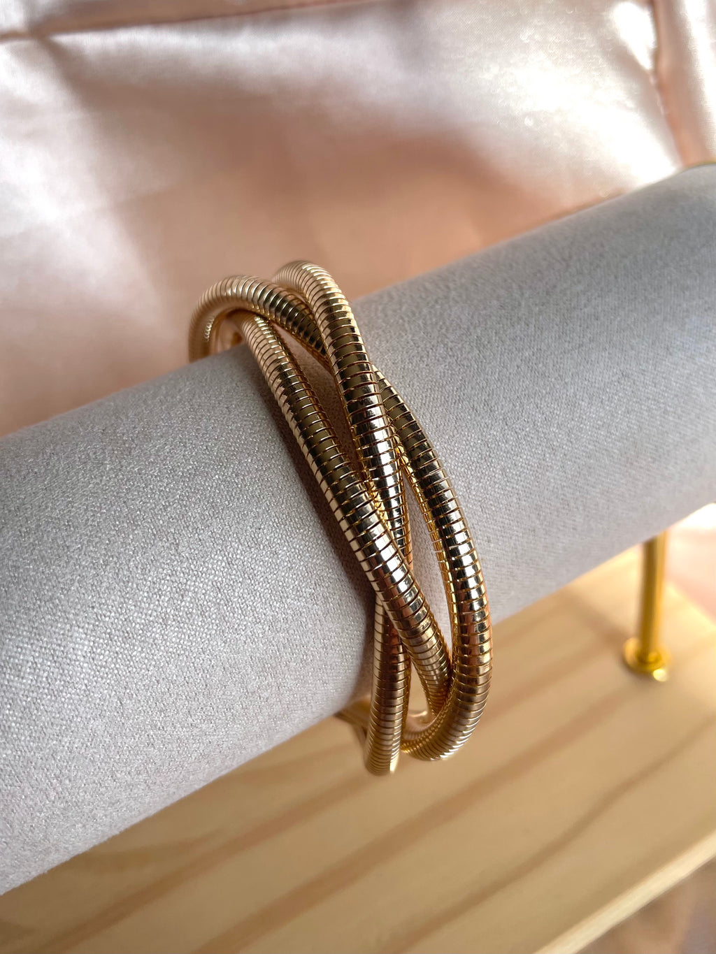Triple snake bone chain bracelet
