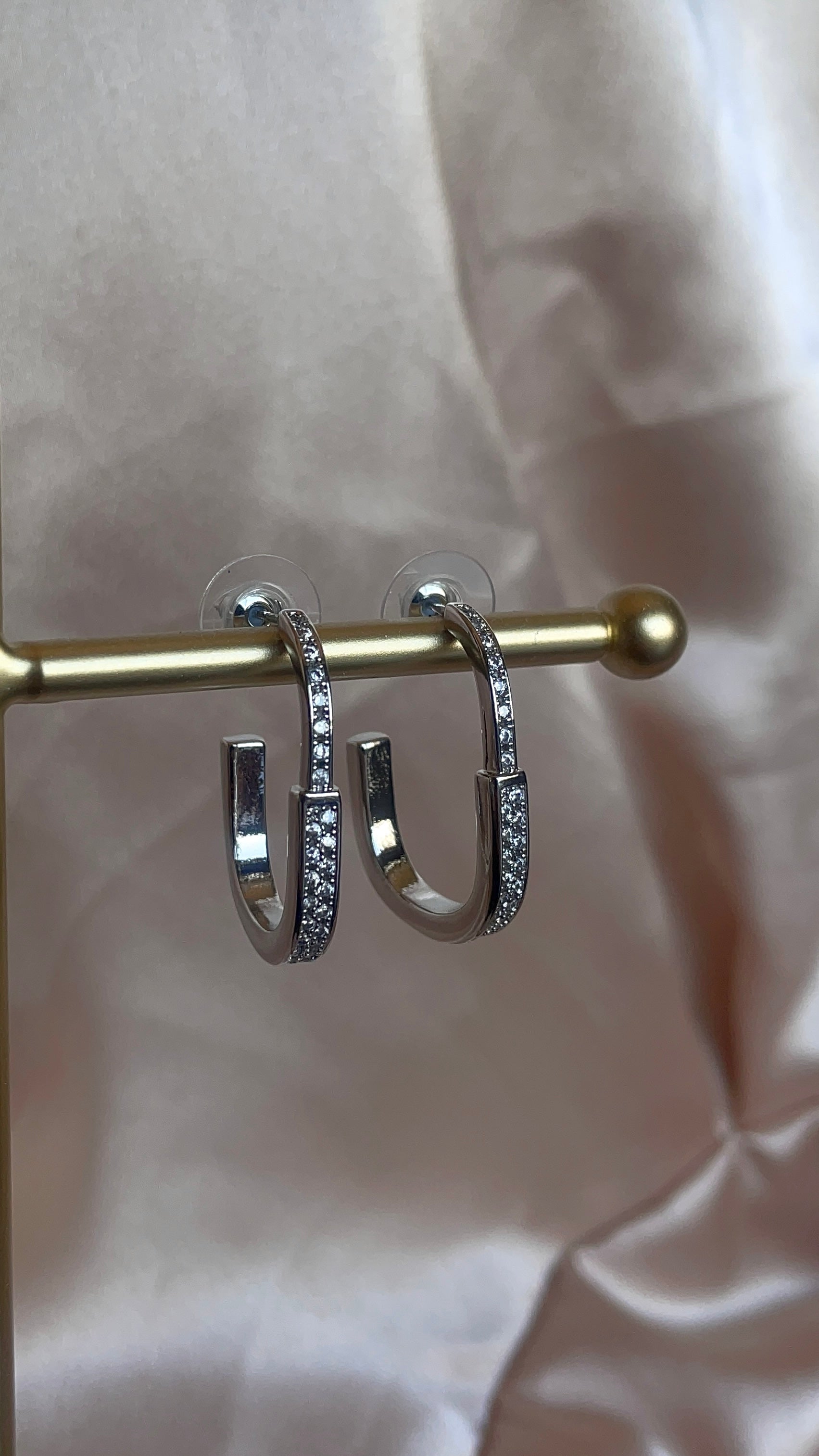 S925 rhinestone hoops