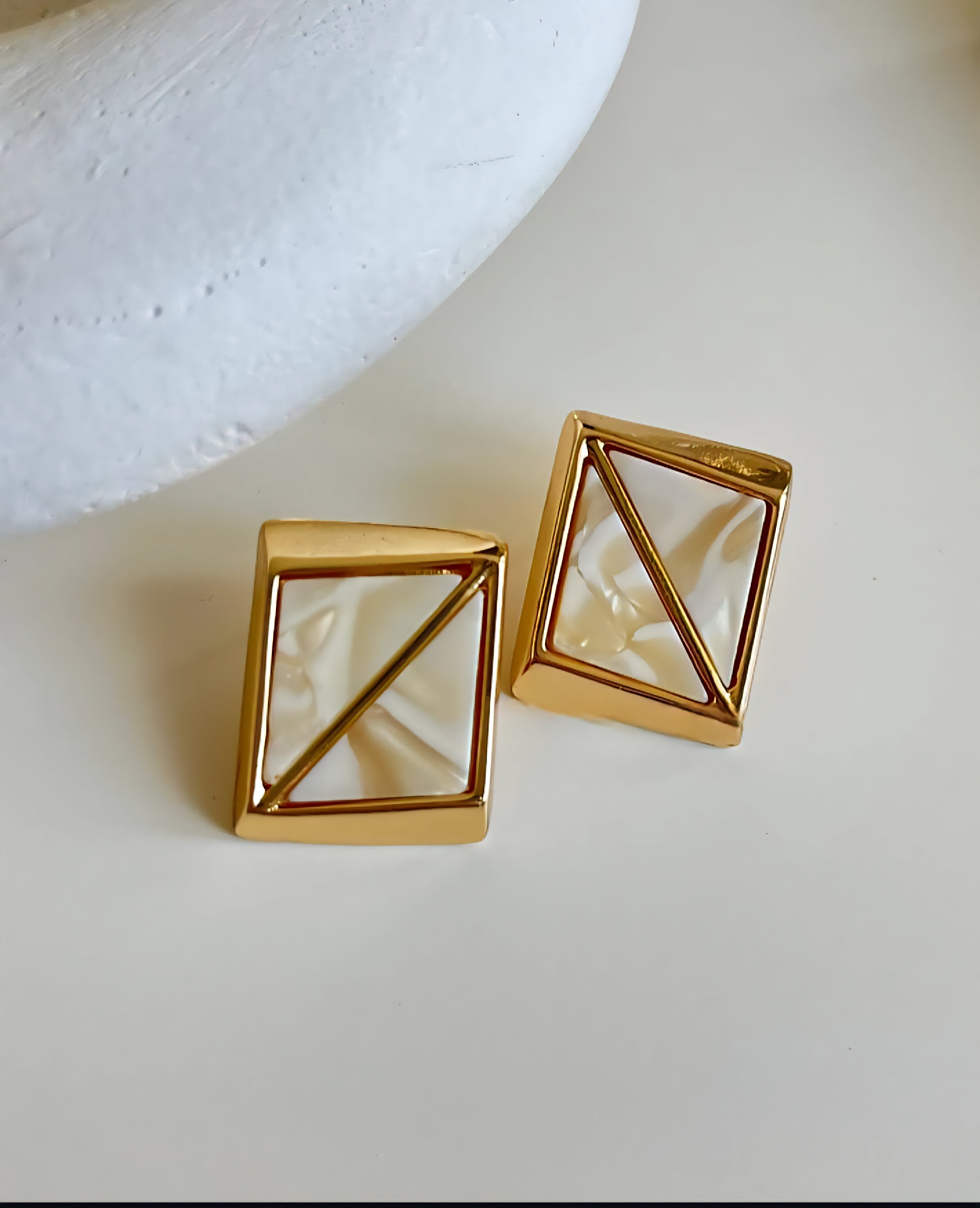 Square marble earrings
