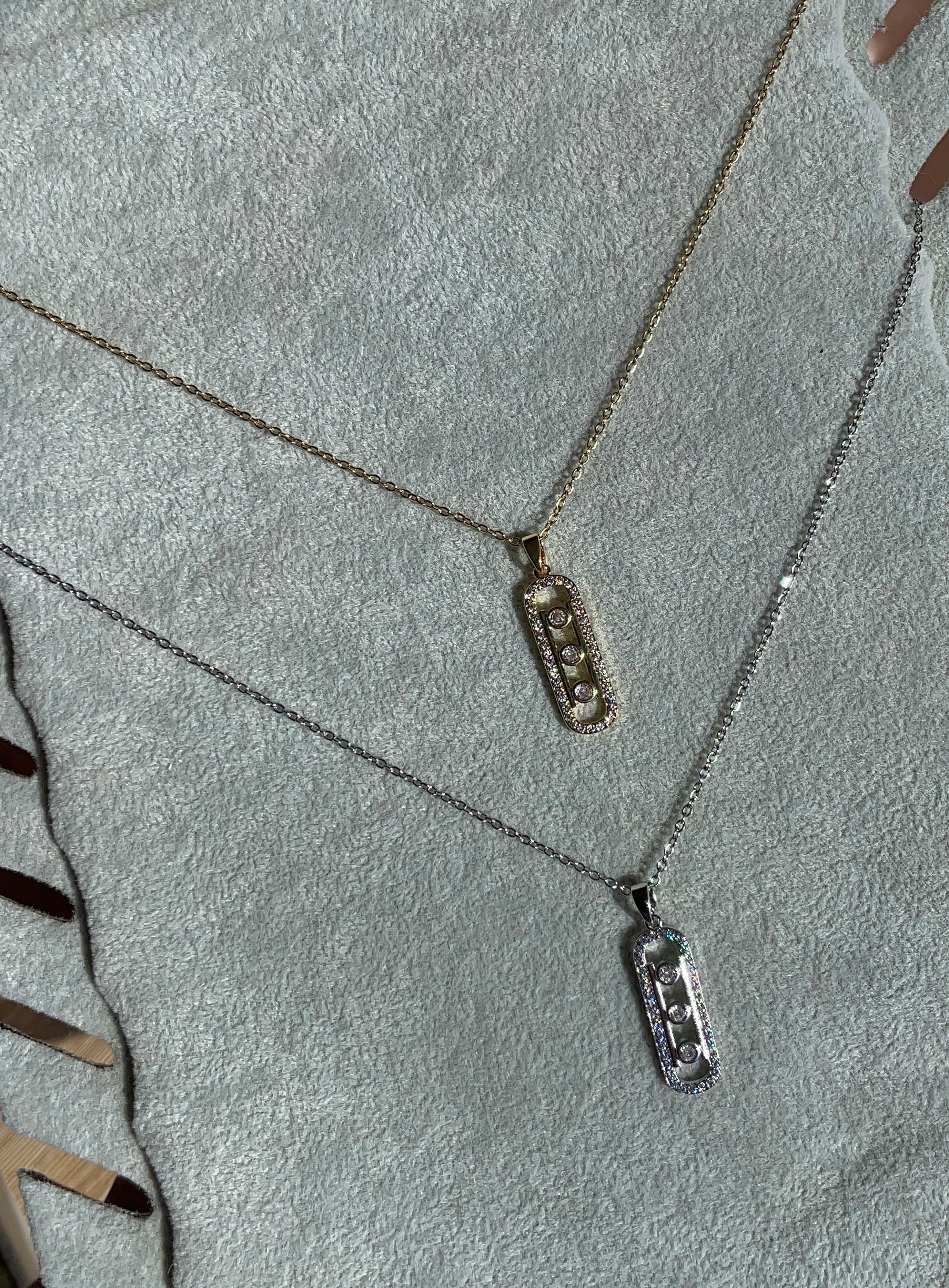 Triple stone pavé necklace