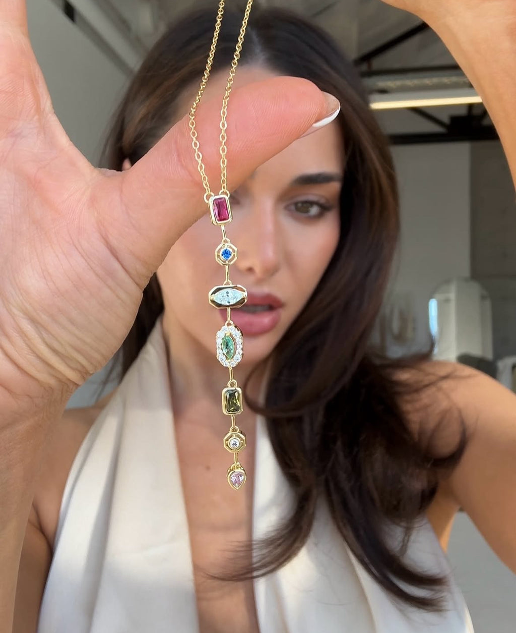 Multicolor stone necklace