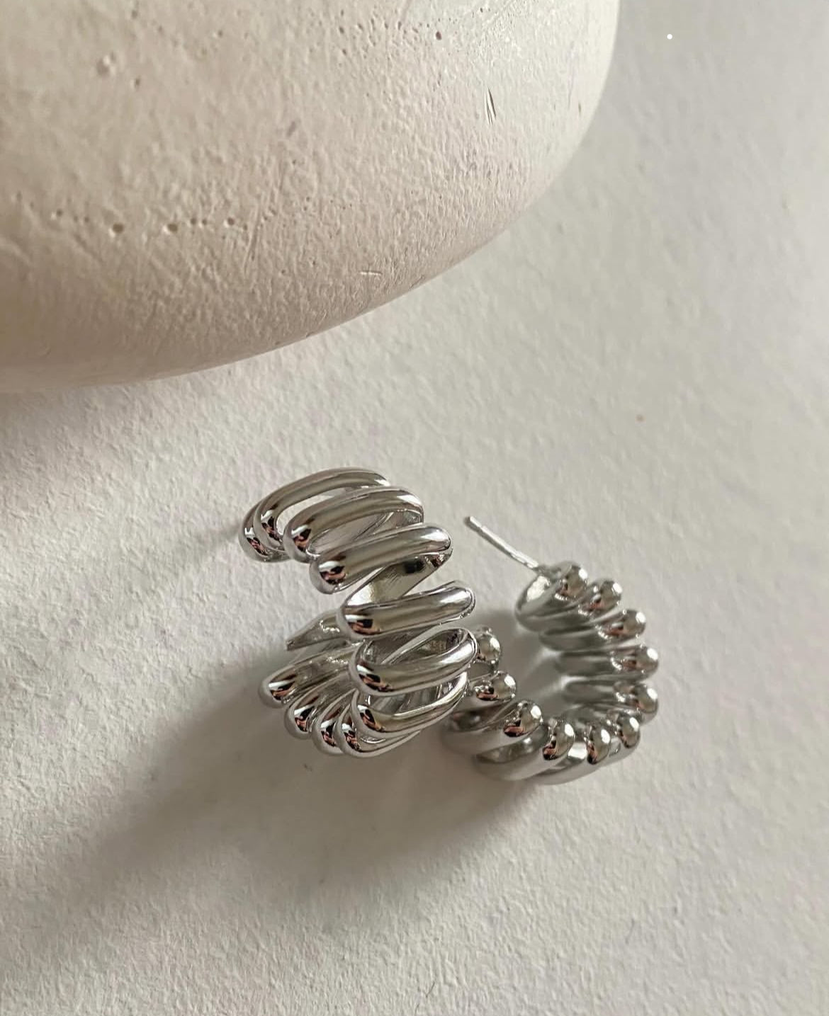 Silver Spiral hoops