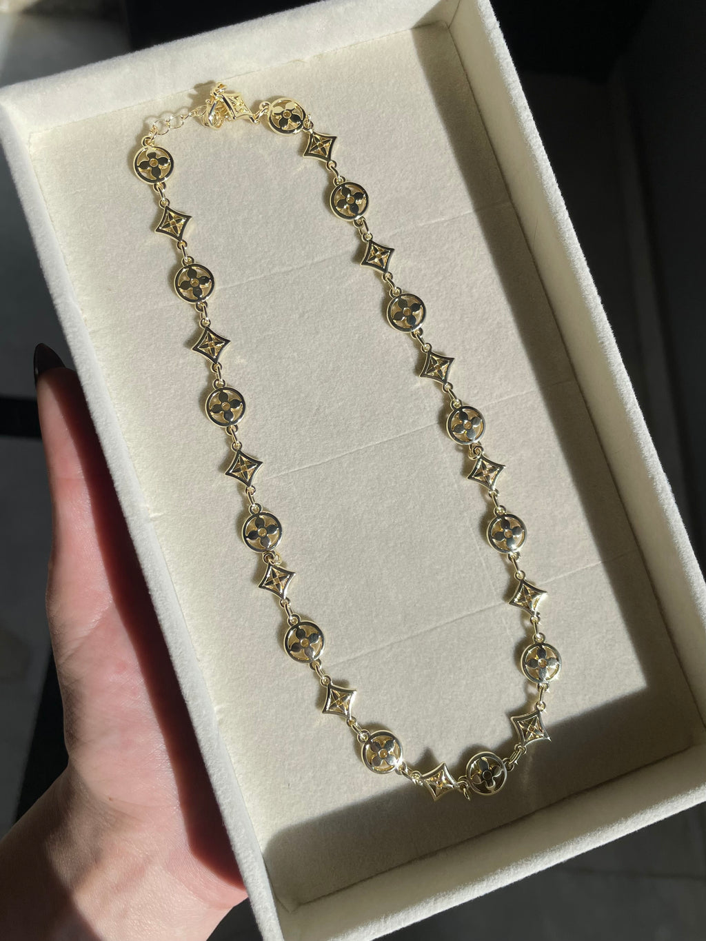 Geometric motif necklace