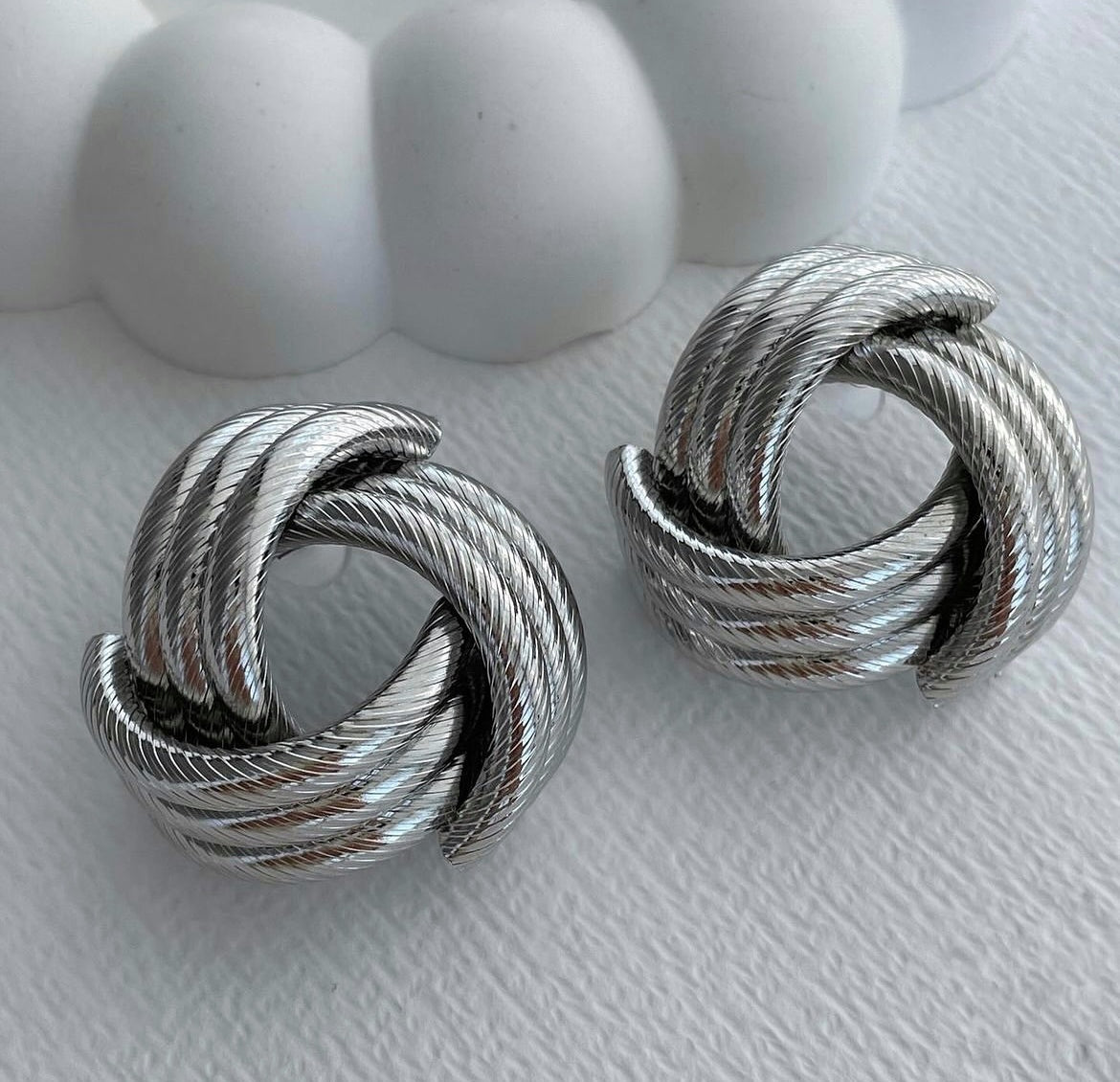 Silver twisted earrings