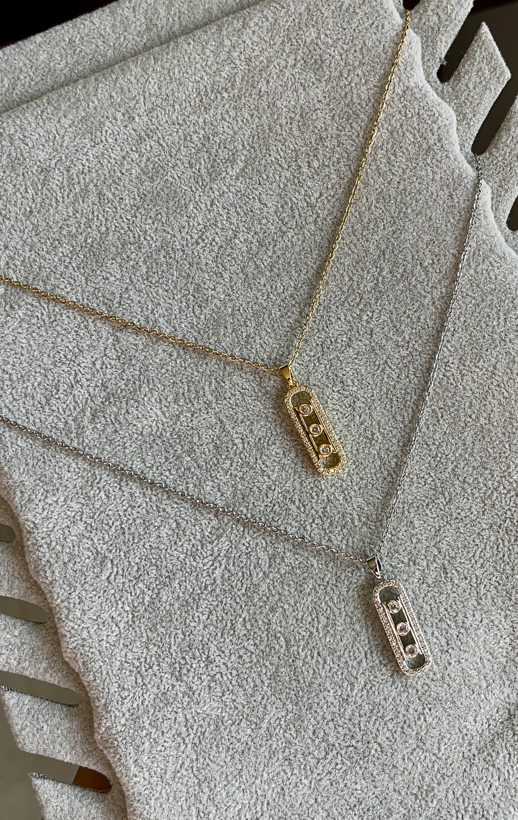 Triple stone pavé necklace