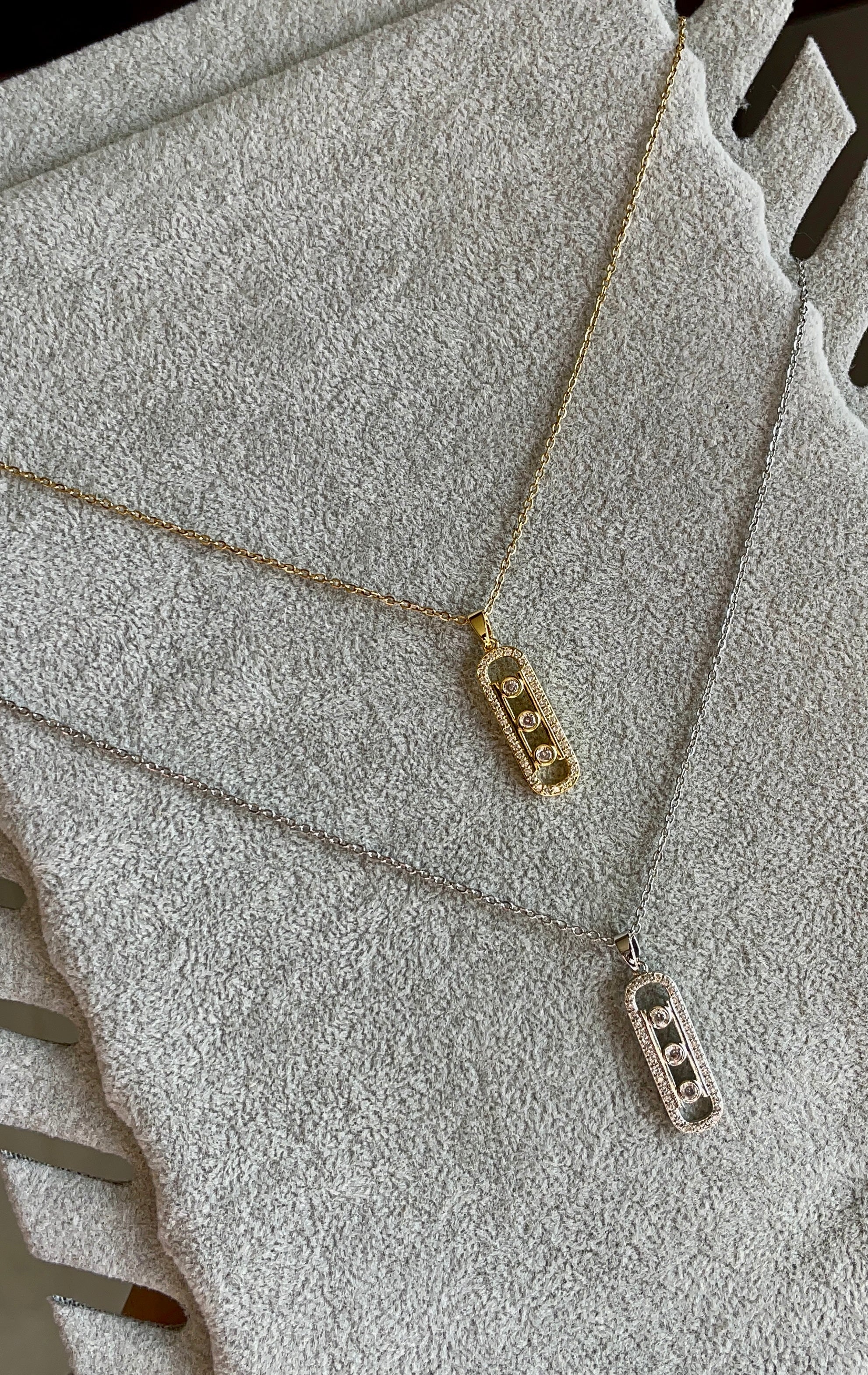 Triple stone pavé necklace