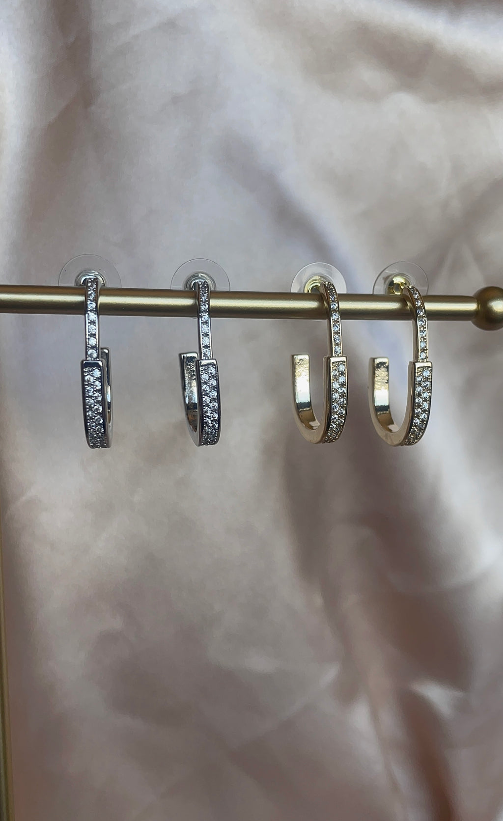 S925 rhinestone hoops