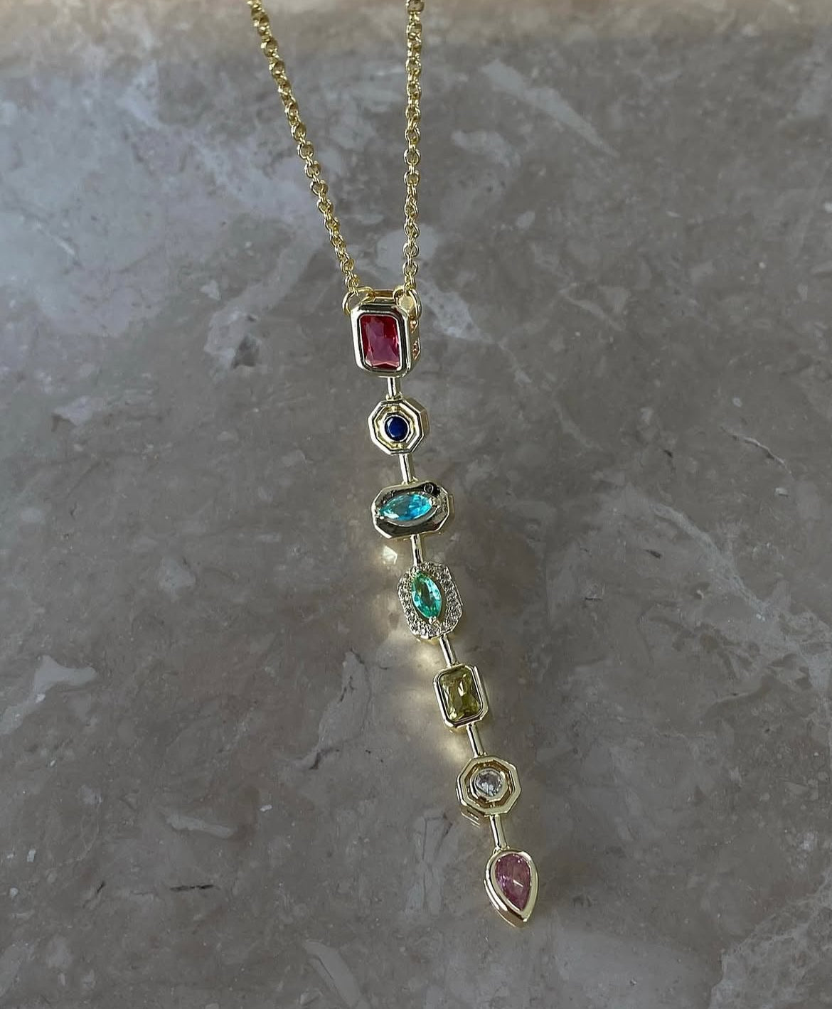 Multicolor stone necklace