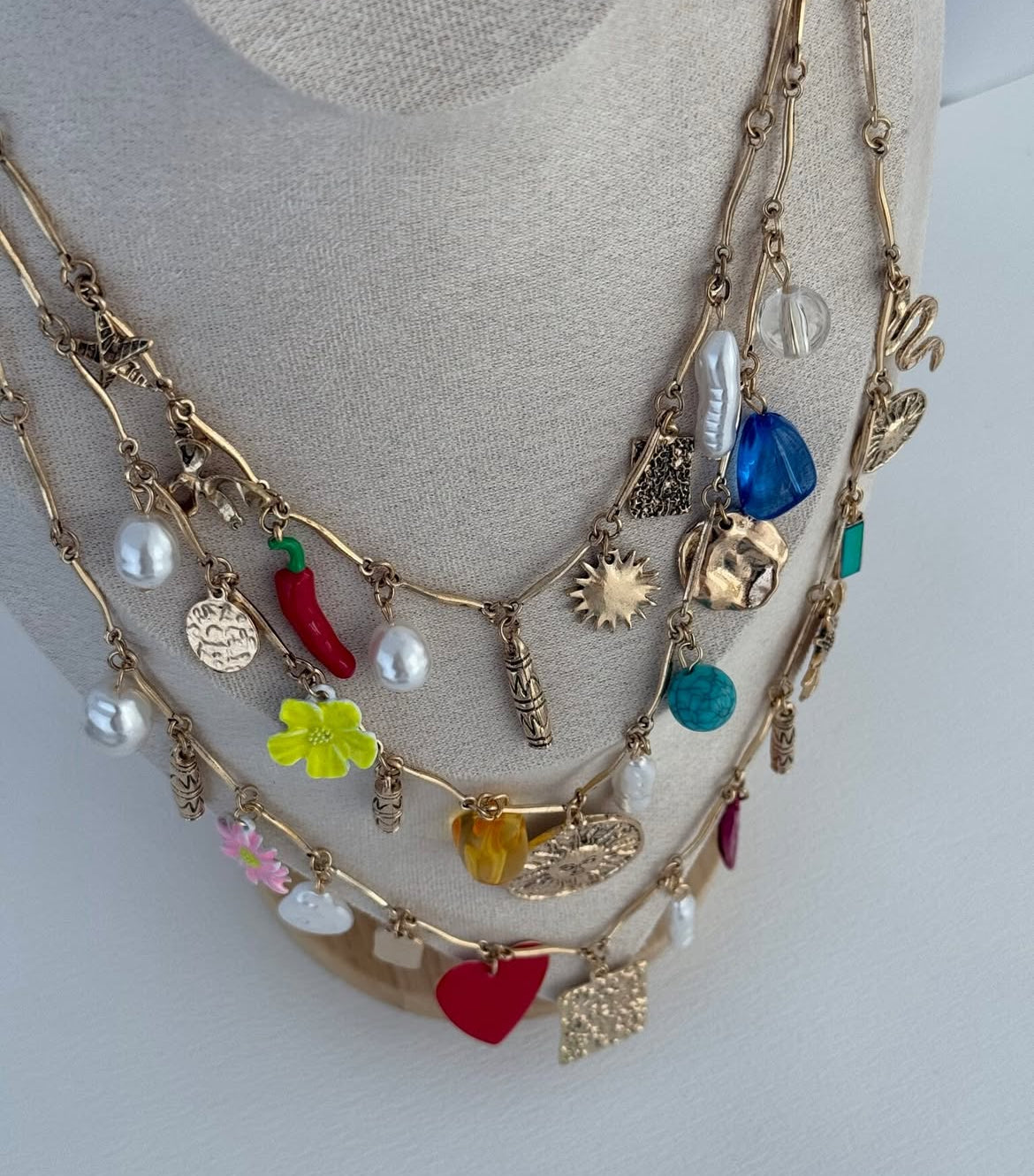 Layered charms necklace