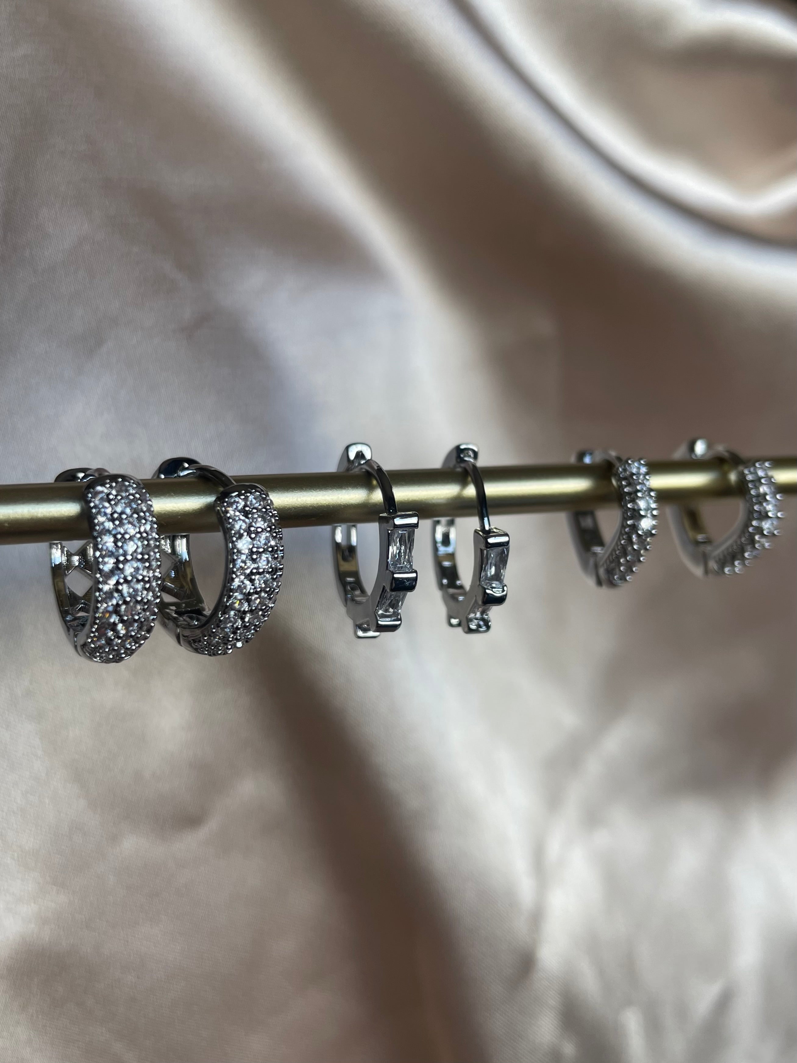 Triple set silver earrings