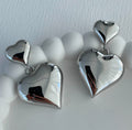 3D double silver Hearts