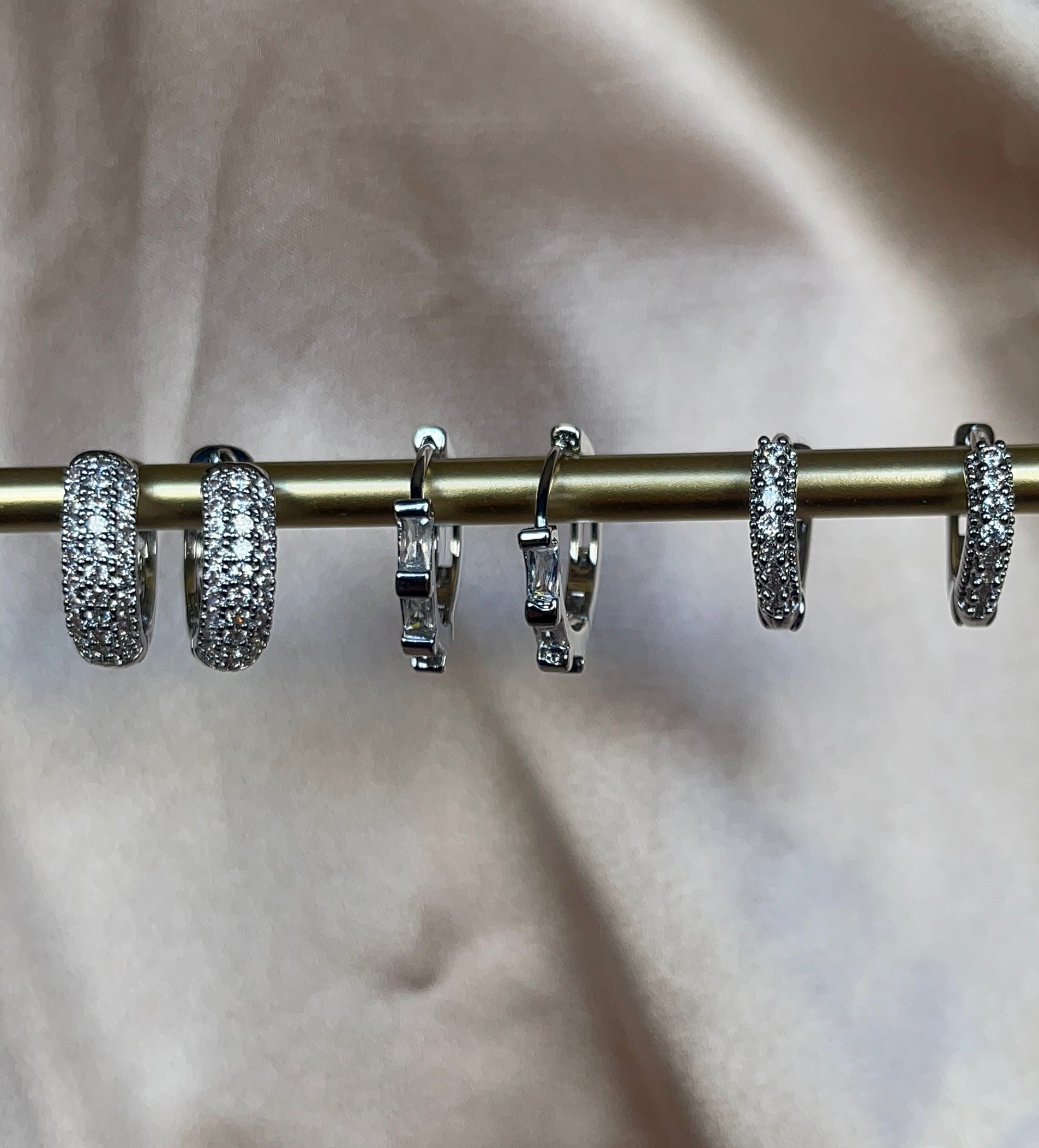 Triple set silver earrings