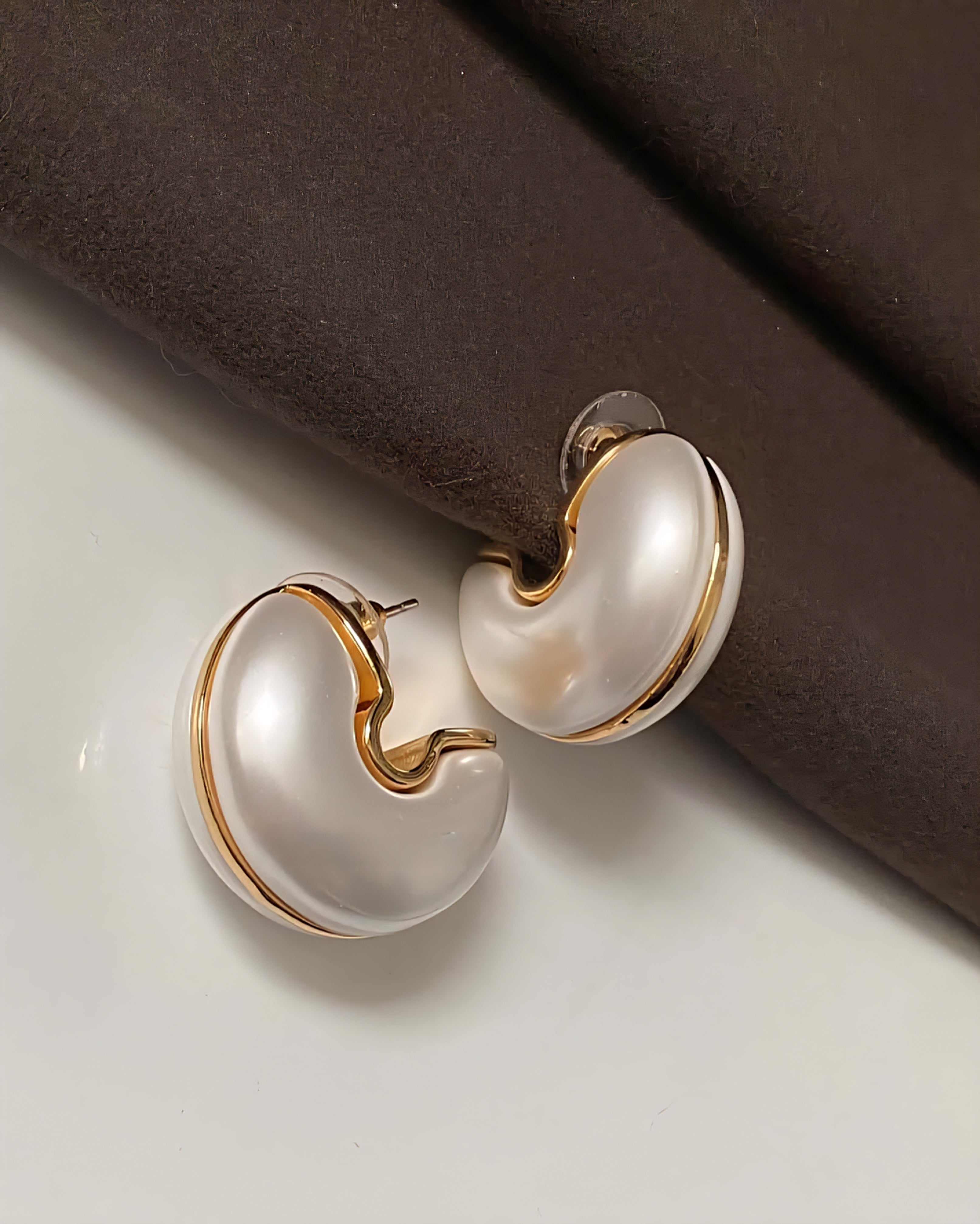 Mini pearl white hoops