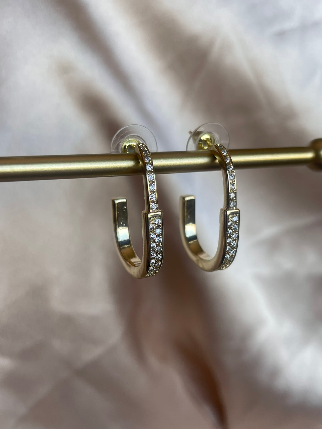 S925 rhinestone hoops