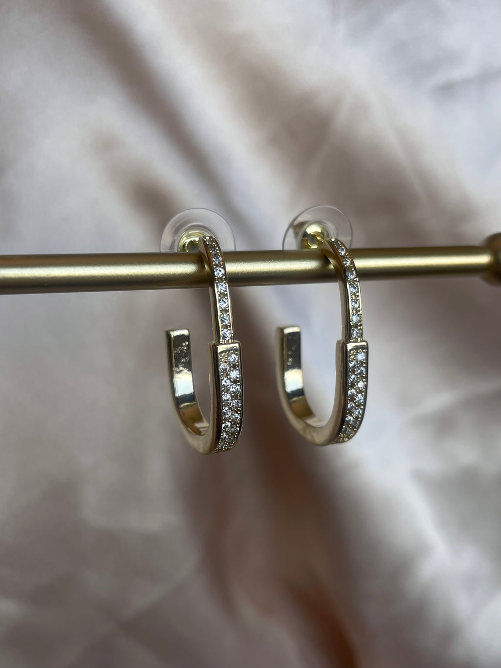 S925 rhinestone hoops