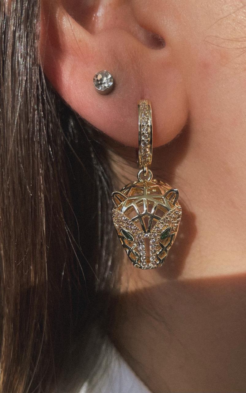 Emerald Panther eyes earrings