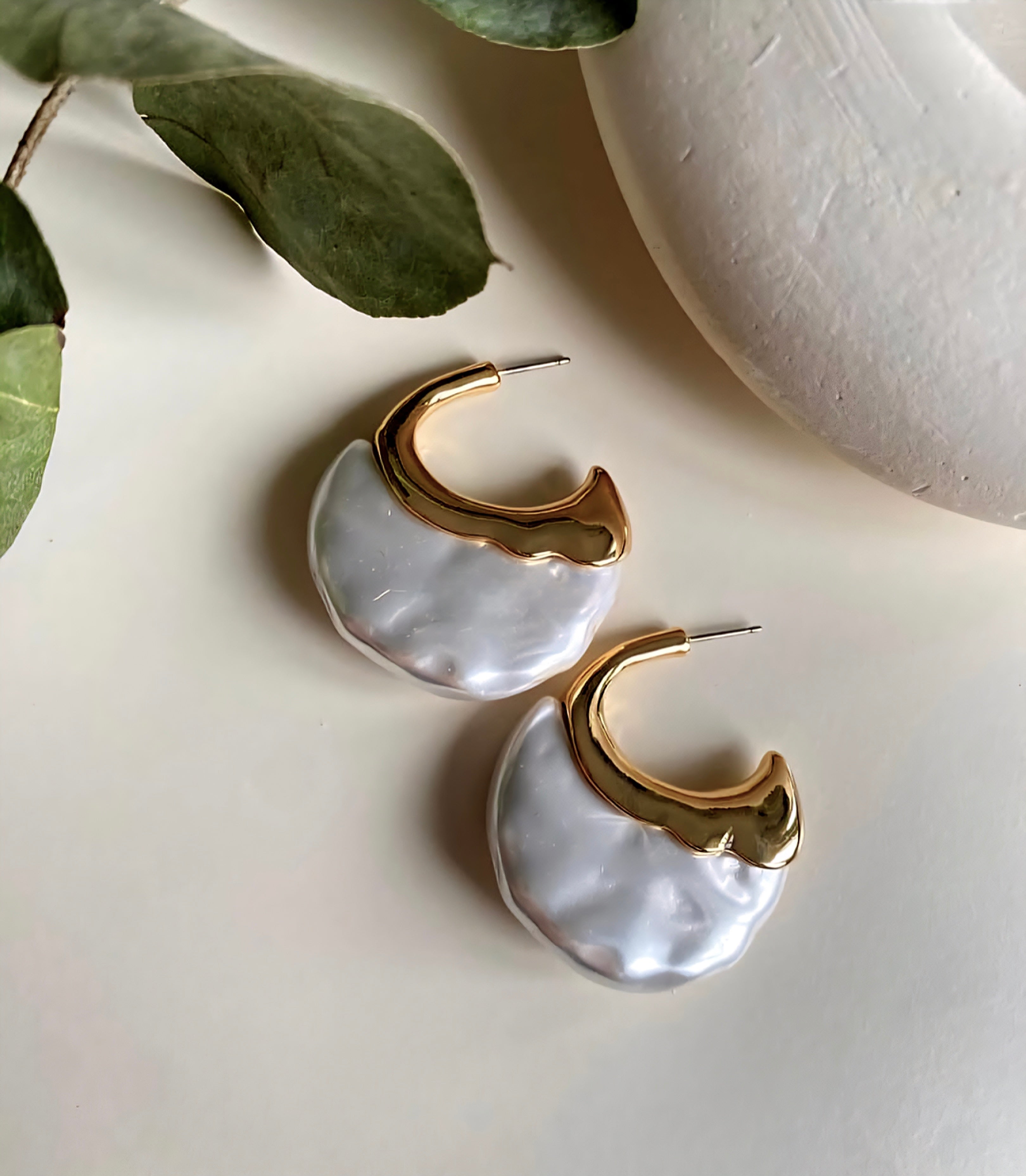Pearl hoop earrings