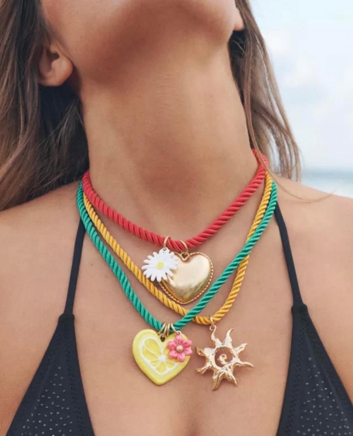 Multicolor layered cord necklace
