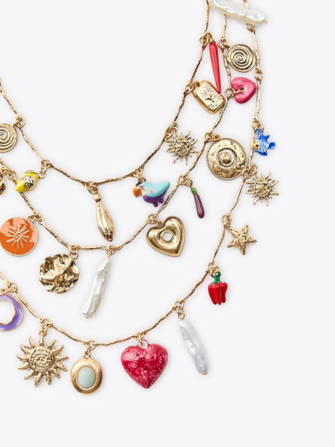 Layered charms necklace