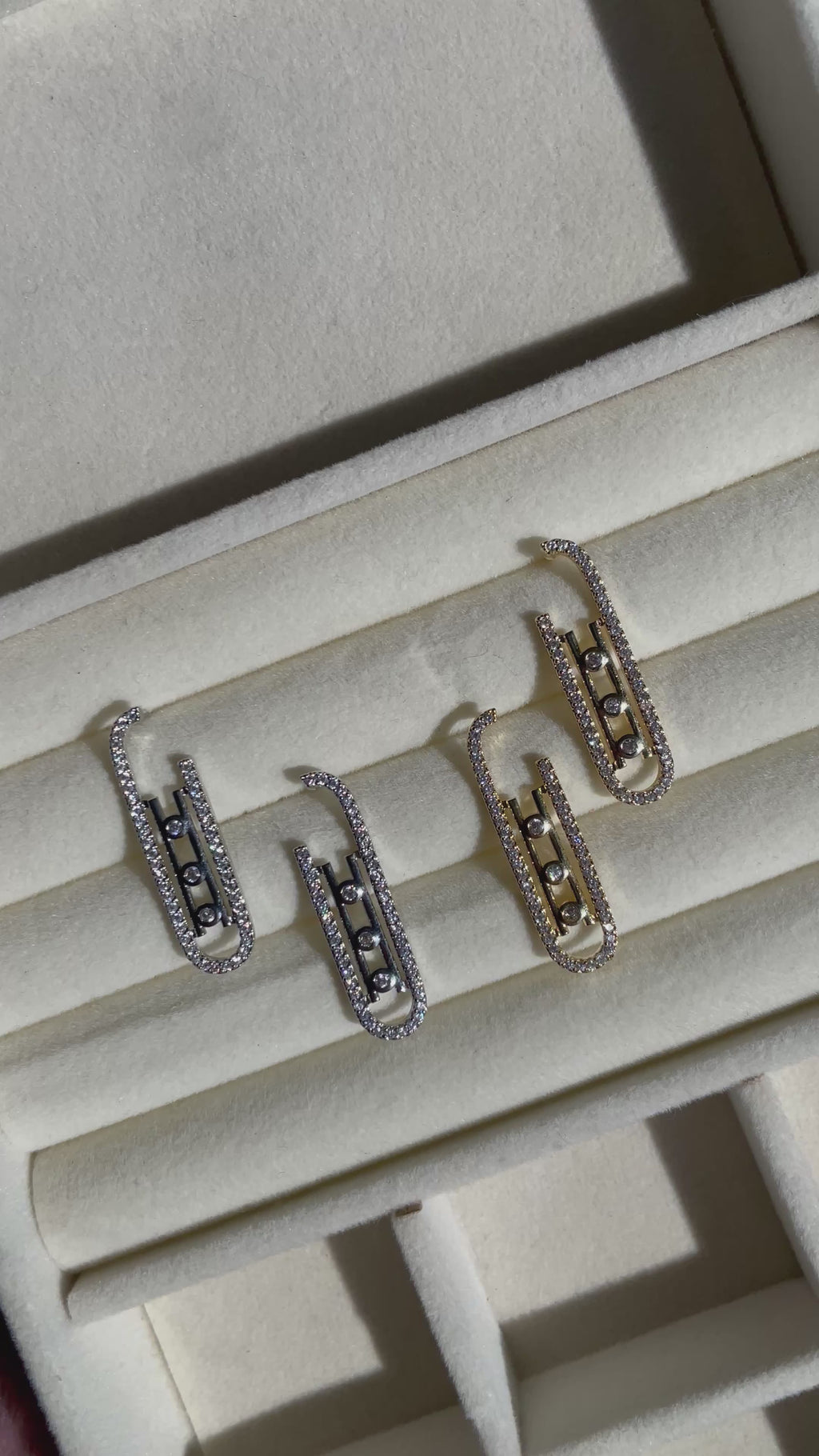 S925 Triple stone Pavé earrings